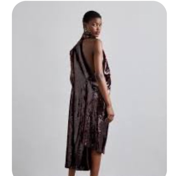 AWAKE ASYMMETRIC DRAPED DRESS BURGUNDY 40FR 6-8US - Picture 8 of 9